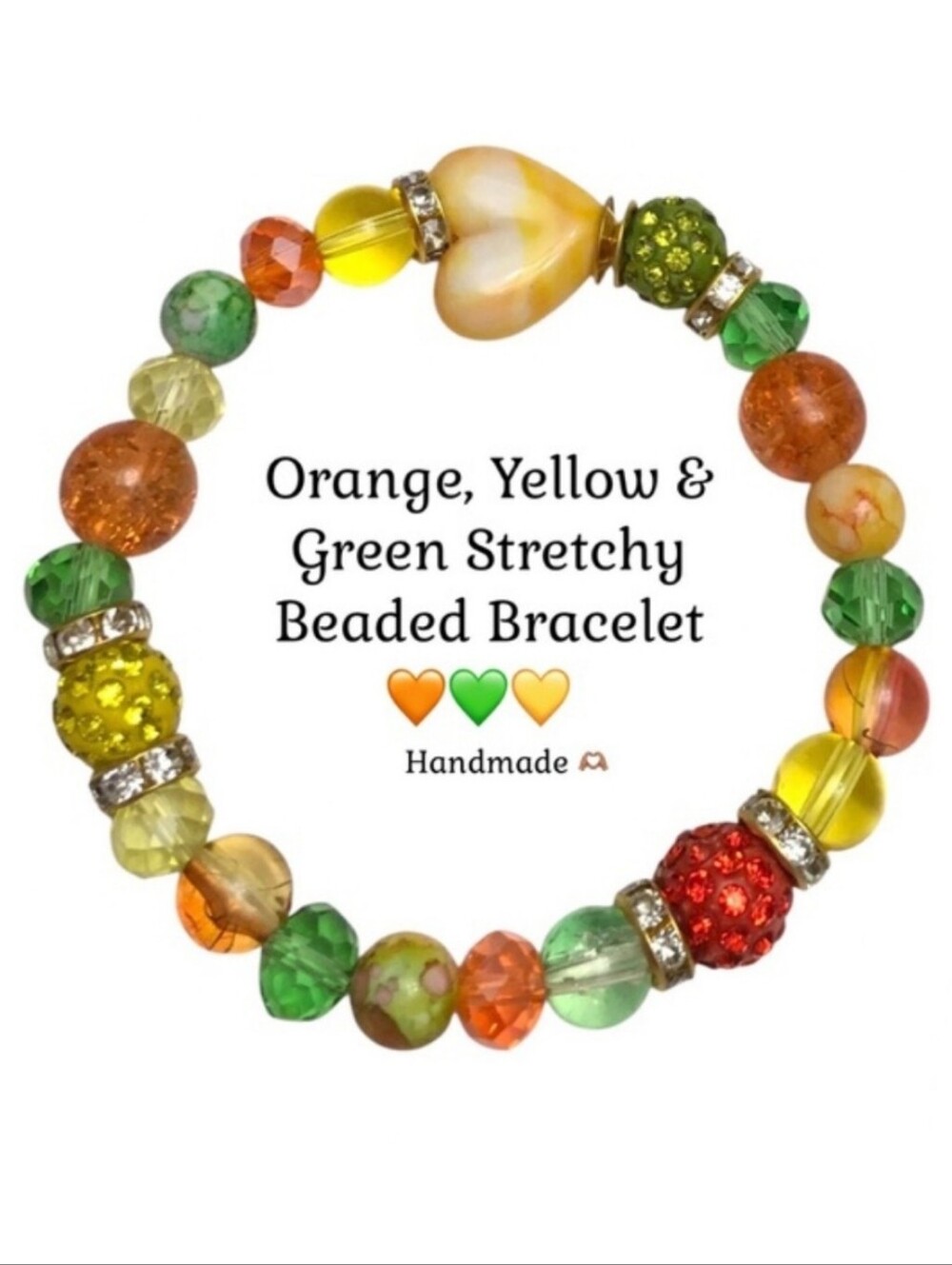 Orange, Green & Yellow Beaded Bracelet